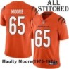 Orange Embroidered Maulty Moore Cincinnati Bengals #65 Stitched Jersey