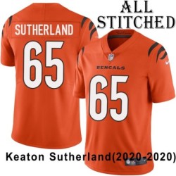 Orange Embroidered Keaton Sutherland Cincinnati Bengals #65 Stitched Jersey