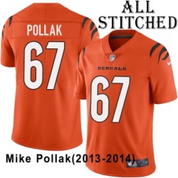 Orange Embroidered Mike Pollak Cincinnati Bengals #67 Stitched Jersey