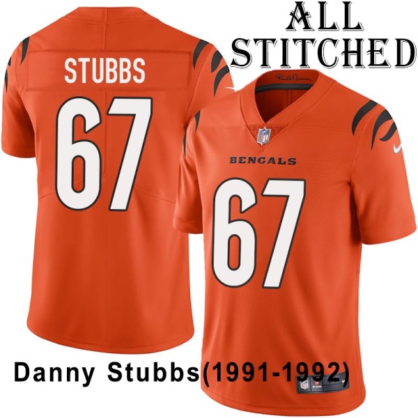 Orange Embroidered Danny Stubbs Cincinnati Bengals #67 Stitched Jersey
