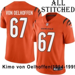 Orange Embroidered Kimo von Oelhoffen Cincinnati Bengals #67 Stitched Jersey