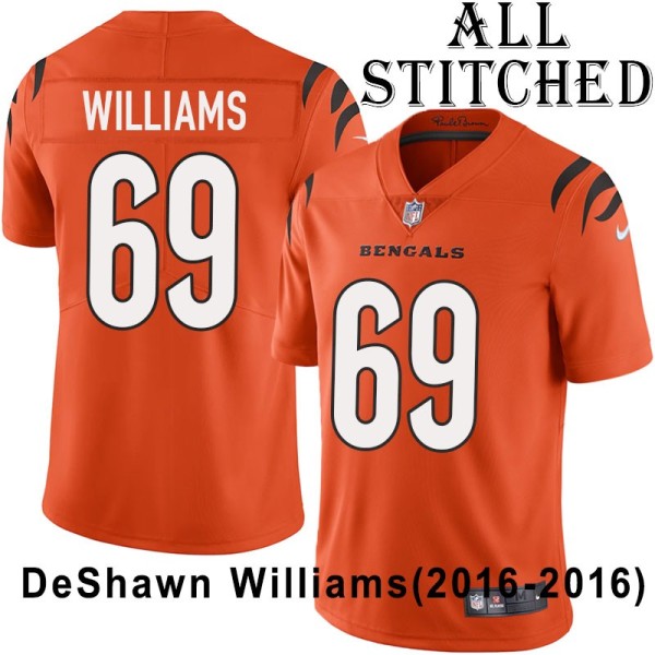Orange Embroidered DeShawn Williams Cincinnati Bengals #69 Stitched Jersey