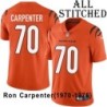 Orange Embroidered Ron Carpenter Cincinnati Bengals #70 Stitched Jersey