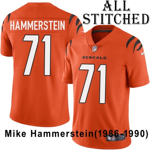 Orange Embroidered Mike Hammerstein Cincinnati Bengals #71 Stitched Jersey