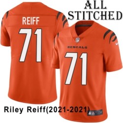 Orange Embroidered Riley Reiff Cincinnati Bengals #71 Stitched Jersey