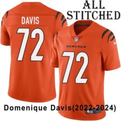 Orange Embroidered Domenique Davis Cincinnati Bengals #72 Stitched Jersey