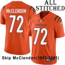 Orange Embroidered Skip McClendon Cincinnati Bengals #72 Stitched Jersey