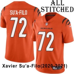Orange Embroidered Xavier Su'a-Filo Cincinnati Bengals #72 Stitched Jersey