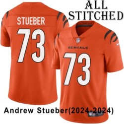 Orange Embroidered Andrew Stueber Cincinnati Bengals #73 Stitched Jersey