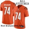Orange Embroidered Rich Braham Cincinnati Bengals #74 Stitched Jersey