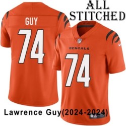 Orange Embroidered Lawrence Guy Cincinnati Bengals #74 Stitched Jersey