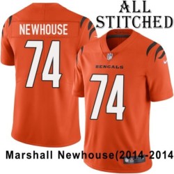 Orange Embroidered Marshall Newhouse Cincinnati Bengals #74 Stitched Jersey