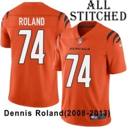 Orange Embroidered Dennis Roland Cincinnati Bengals #74 Stitched Jersey