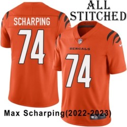 Orange Embroidered Max Scharping Cincinnati Bengals #74 Stitched Jersey