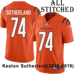 Orange Embroidered Keaton Sutherland Cincinnati Bengals #74 Stitched Jersey