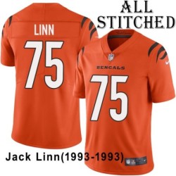 Orange Embroidered Jack Linn Cincinnati Bengals #75 Stitched Jersey