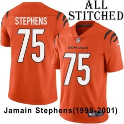 Orange Embroidered Jamain Stephens Cincinnati Bengals #75 Stitched Jersey