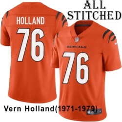 Orange Embroidered Vern Holland Cincinnati Bengals #76 Stitched Jersey