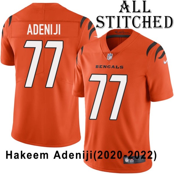 Orange Embroidered Hakeem Adeniji Cincinnati Bengals #77 Stitched Jersey