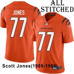 Orange Embroidered Scott Jones Cincinnati Bengals #77 Stitched Jersey