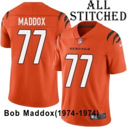 Orange Embroidered Bob Maddox Cincinnati Bengals #77 Stitched Jersey