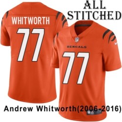Orange Embroidered Andrew Whitworth Cincinnati Bengals #77 Stitched Jersey