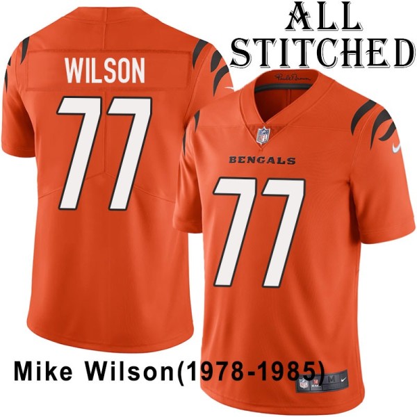 Orange Embroidered Mike Wilson Cincinnati Bengals #77 Stitched Jersey
