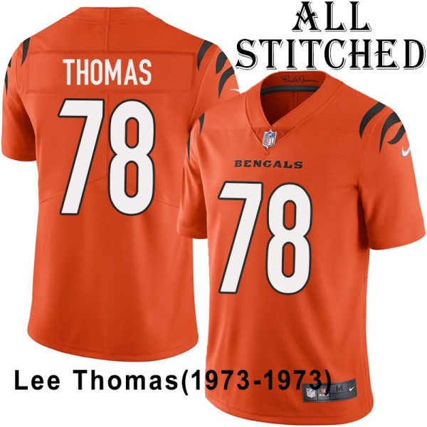 Orange Embroidered Lee Thomas Cincinnati Bengals #78 Stitched Jersey