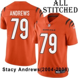 Orange Embroidered Stacy Andrews Cincinnati Bengals #79 Stitched Jersey