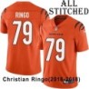 Orange Embroidered Christian Ringo Cincinnati Bengals #79 Stitched Jersey