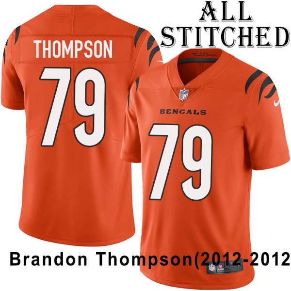 Orange Embroidered Brandon Thompson Cincinnati Bengals #79 Stitched Jersey