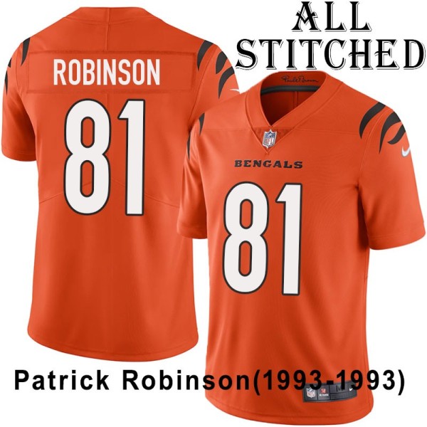 Orange Embroidered Patrick Robinson Cincinnati Bengals #81 Stitched Jersey