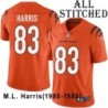 Orange Embroidered M.L. Harris Cincinnati Bengals #83 Stitched Jersey