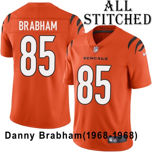 Orange Embroidered Danny Brabham Cincinnati Bengals #85 Stitched Jersey