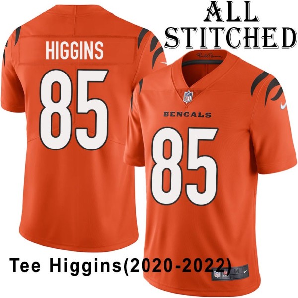 Orange Embroidered Tee Higgins Cincinnati Bengals #85 Stitched Jersey