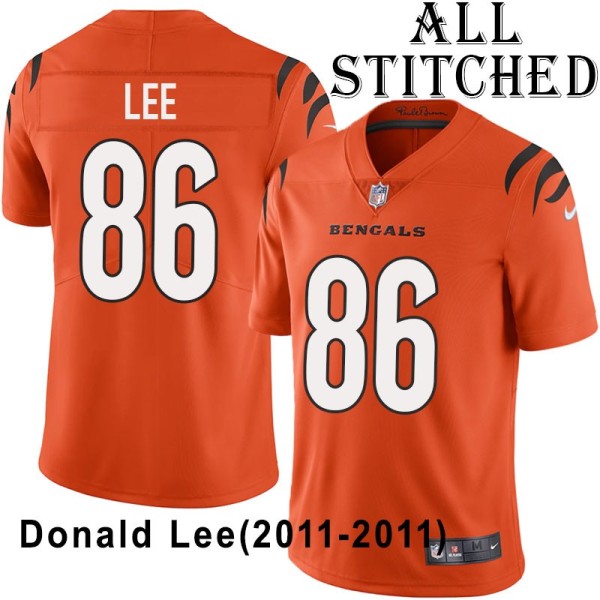 Orange Embroidered Donald Lee Cincinnati Bengals #86 Stitched Jersey