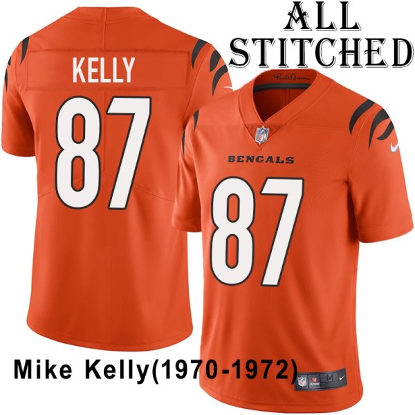 Orange Embroidered Mike Kelly Cincinnati Bengals #87 Stitched Jersey