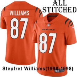 Orange Embroidered Stepfret Williams Cincinnati Bengals #87 Stitched Jersey