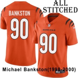 Orange Embroidered Michael Bankston Cincinnati Bengals #90 Stitched Jersey