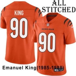 Orange Embroidered Emanuel King Cincinnati Bengals #90 Stitched Jersey