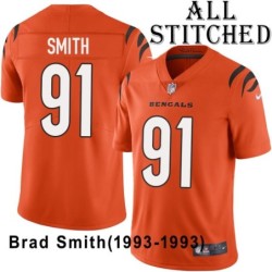 Orange Embroidered Brad Smith Cincinnati Bengals #91 Stitched Jersey