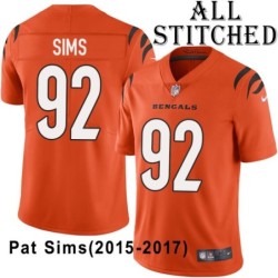 Orange Embroidered Pat Sims Cincinnati Bengals #92 Stitched Jersey