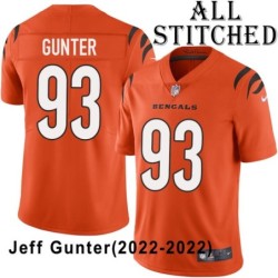 Orange Embroidered Jeff Gunter Cincinnati Bengals #93 Stitched Jersey