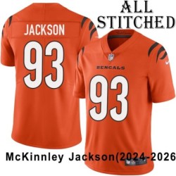 Orange Embroidered McKinnley Jackson Cincinnati Bengals #93 Stitched Jersey