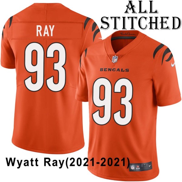 Orange Embroidered Wyatt Ray Cincinnati Bengals #93 Stitched Jersey