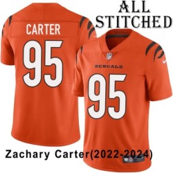 Orange Embroidered Zachary Carter Cincinnati Bengals #95 Stitched Jersey
