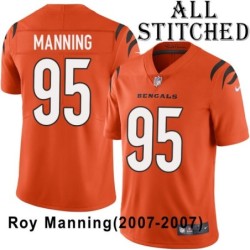 Orange Embroidered Roy Manning Cincinnati Bengals #95 Stitched Jersey