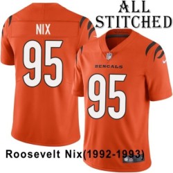 Orange Embroidered Roosevelt Nix Cincinnati Bengals #95 Stitched Jersey