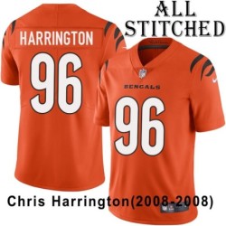Orange Embroidered Chris Harrington Cincinnati Bengals #96 Stitched Jersey