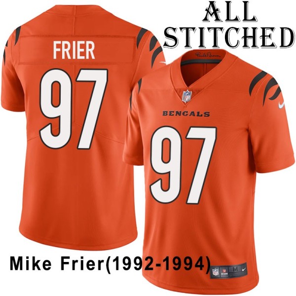 Orange Embroidered Mike Frier Cincinnati Bengals #97 Stitched Jersey